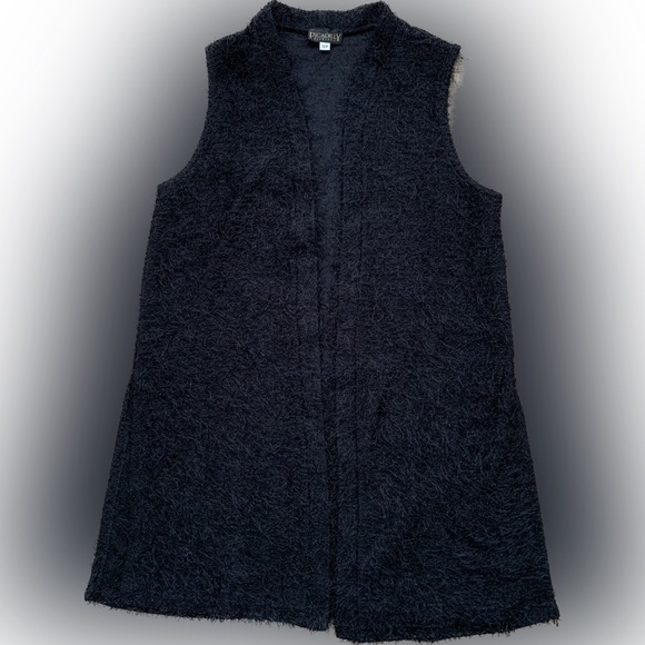 EUC Black Eyelash tunic knit vest cardigan - Picture 1 of 10